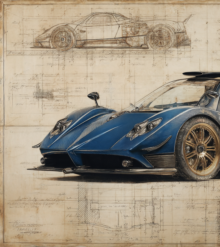 DA VINCI STYLE -PAGANI ZONDA DA VINCI DRAFT