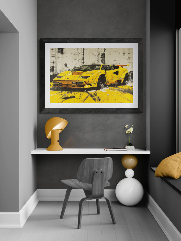 STREET ART - COUNTACH YELLOW POWER