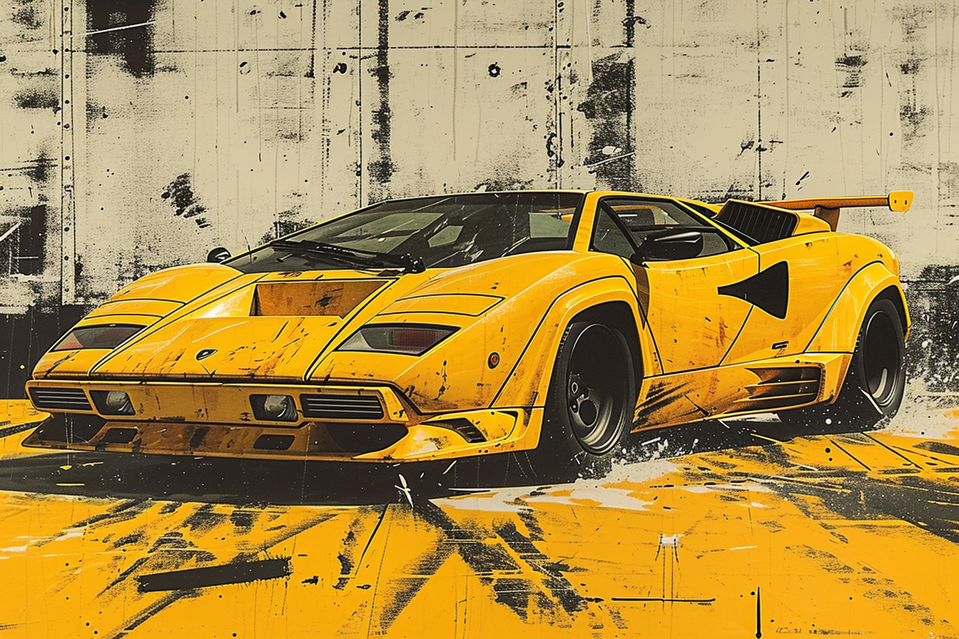 STREET ART - COUNTACH YELLOW POWER