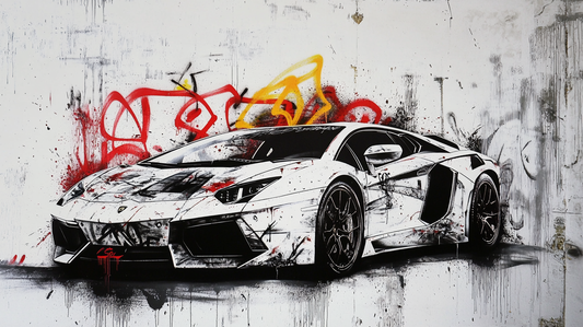 BANSKY - AVENTADOR IN BANSKY WALL STYLE
