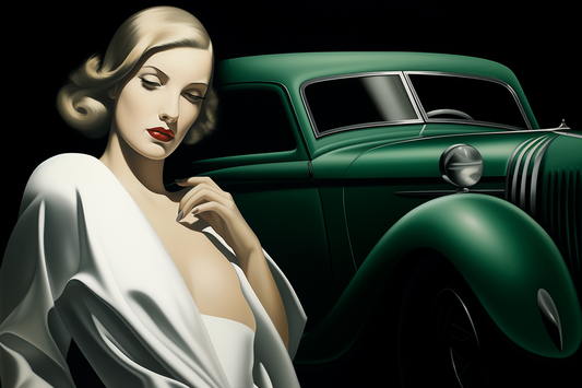 LEMPICKA - GREEN CAR AND WOMAN LEMPICKA