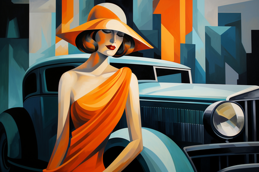 LEMPICKA - BLUE ROLLS AND ORANGE WOMAN