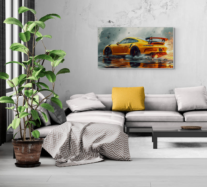 STREET ART - 911 GT3 YELLOW RAIN