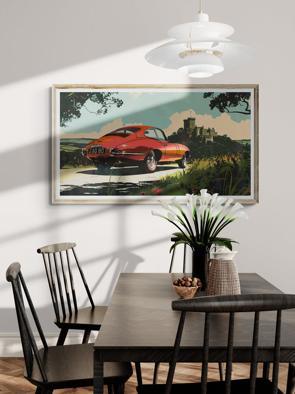 PANORAMIC - JAG E 1969 in a CARTOON STYLE GRAPHIC