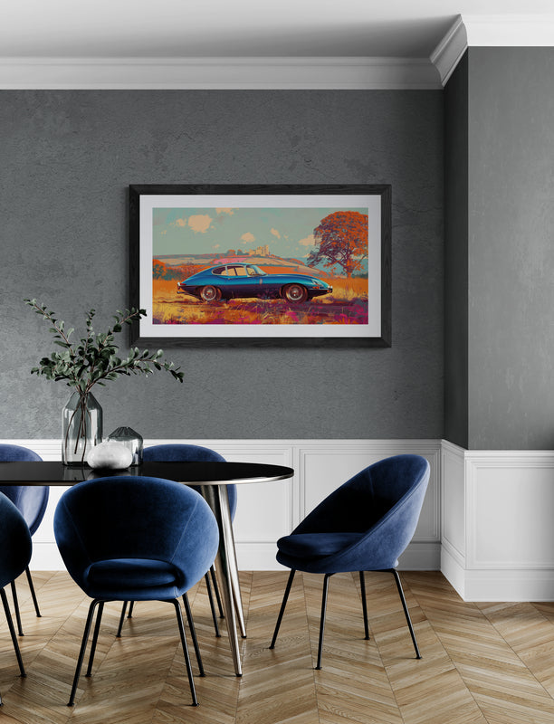 PANORAMIC - JAG E  1969 IN CAMARGUE COUNTRYSIDE