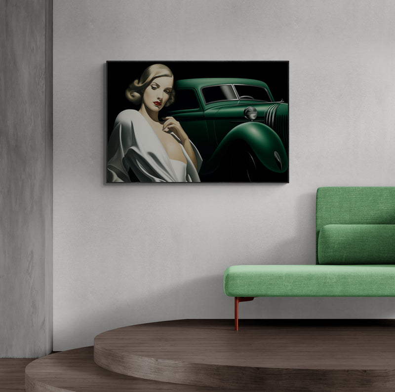 LEMPICKA - GREEN CAR AND WOMAN LEMPICKA
