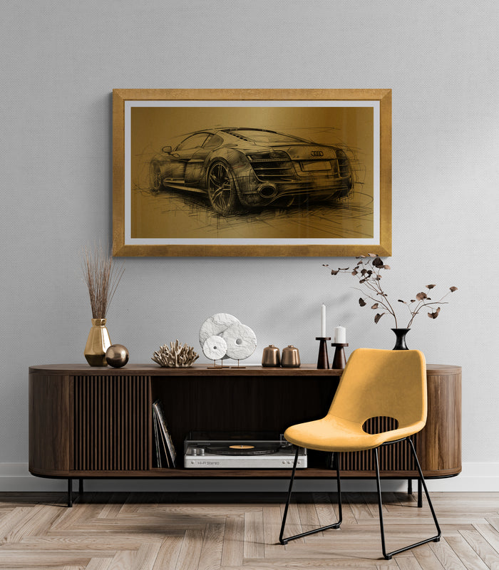 AUDI R8 REAR VIEW GOLD LINE