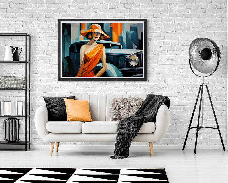 LEMPICKA - BLUE ROLLS AND ORANGE WOMAN