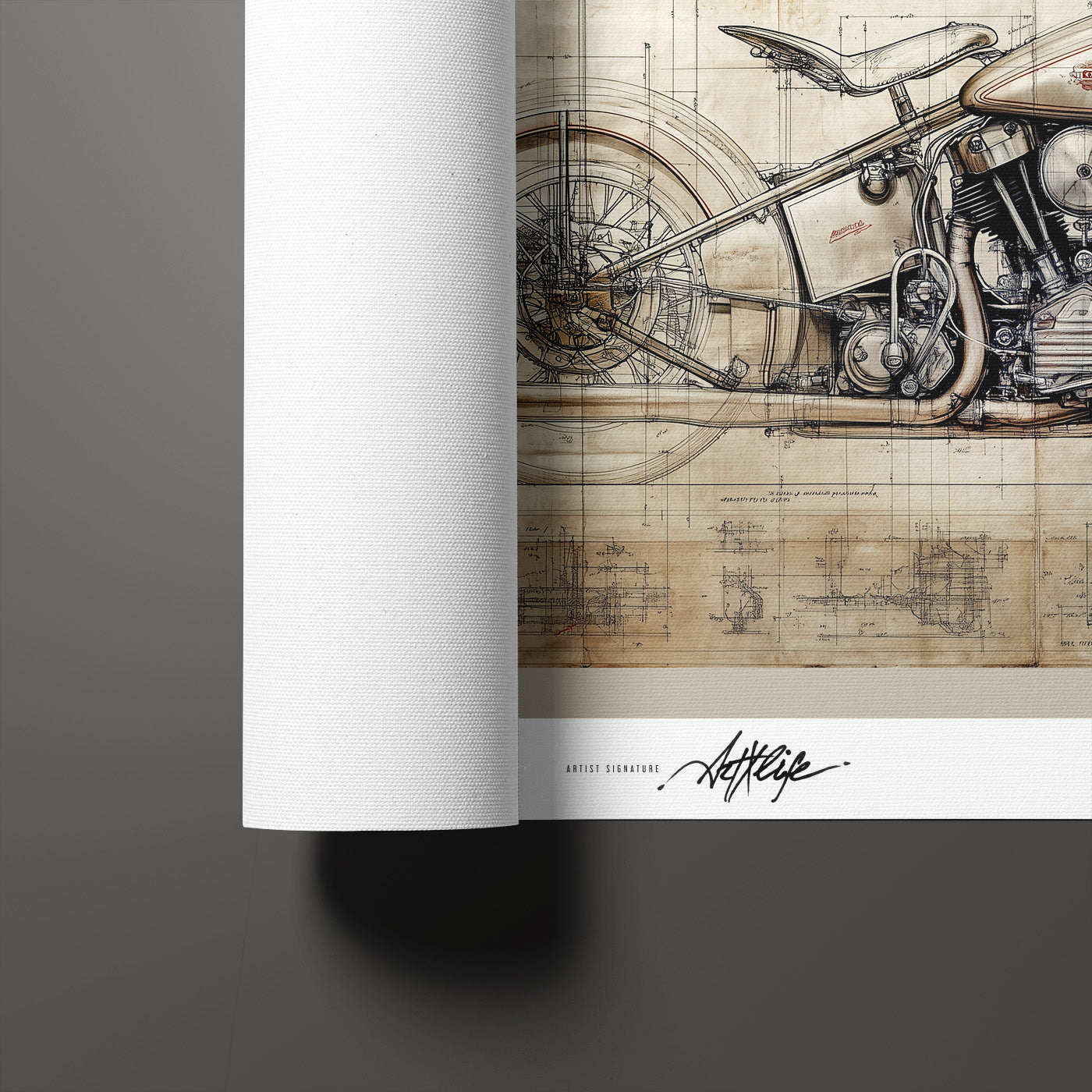 Harley-Davidson. Knucklehead Leonardo Study Drawings Nr. 2