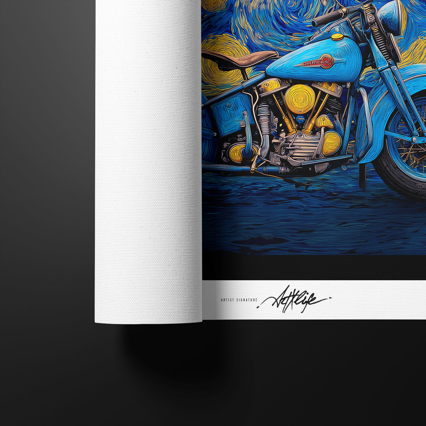 Harley Davidson in Starry Night (feat VAN GOGH)