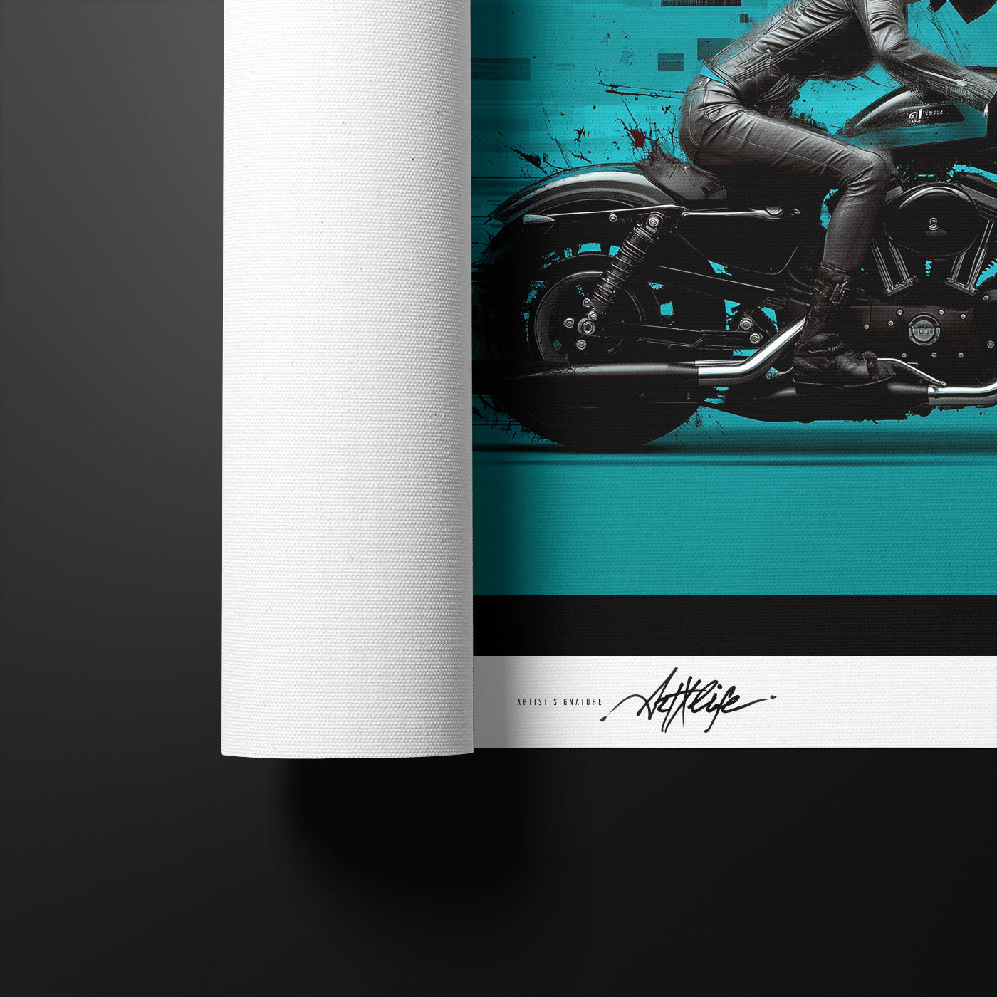 Harley 883 Black Leather Girl
