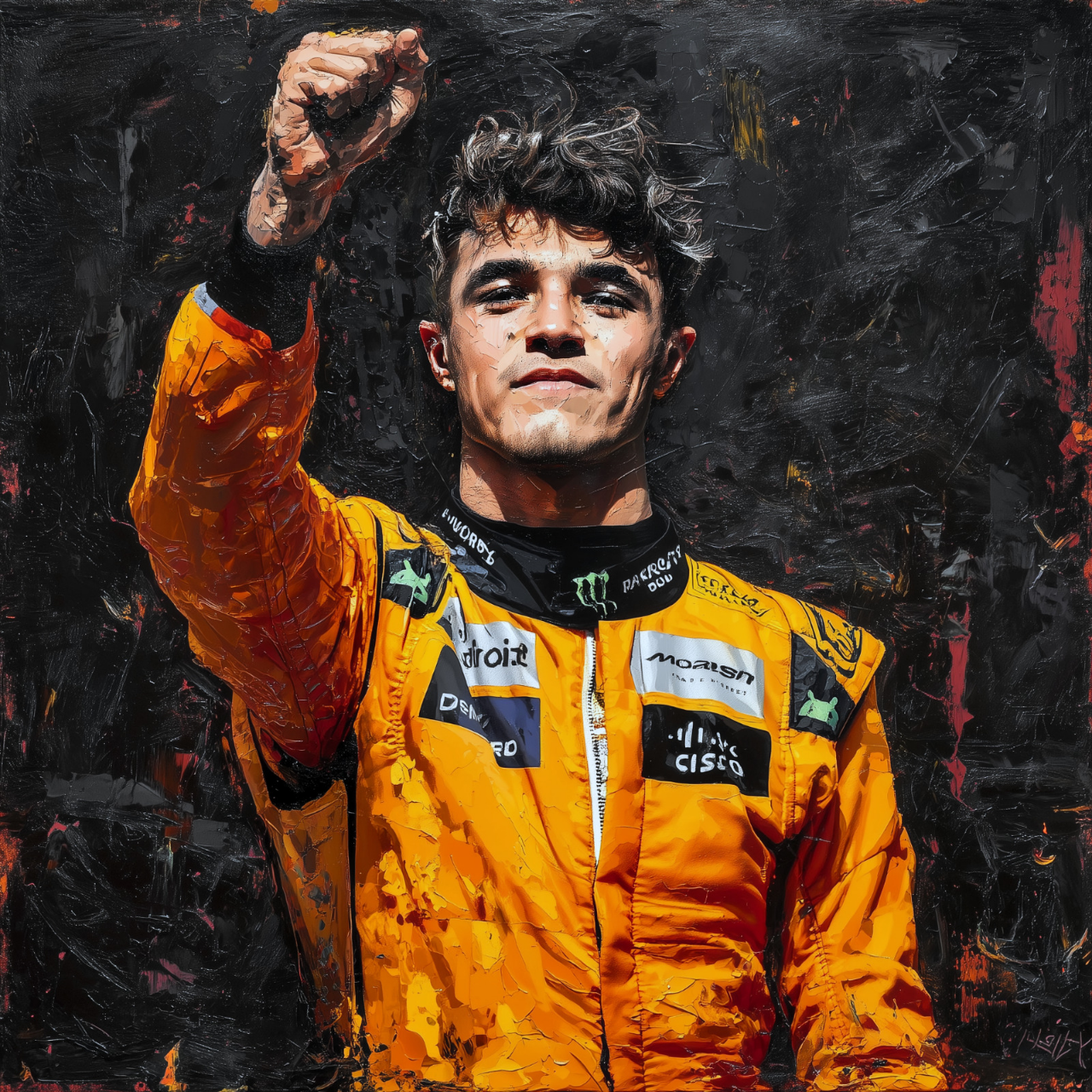 F1 - Lando Norris orange papaya basquiat style