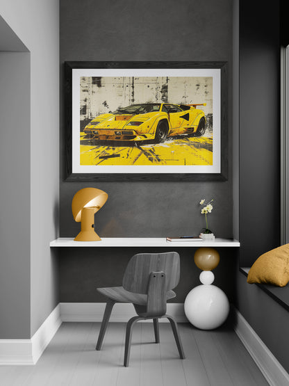 STREET ART - COUNTACH YELLOW POWER