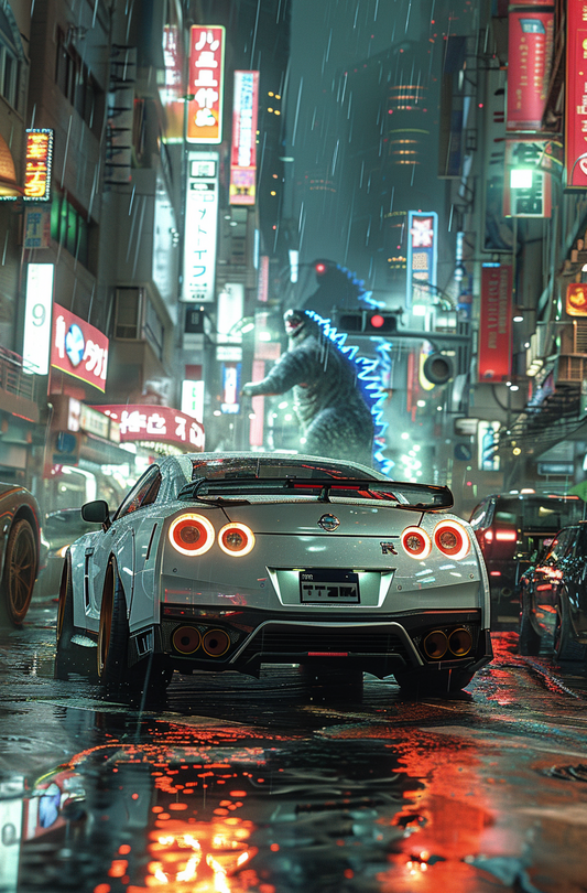 NISSAN GTR VS GODZILLA