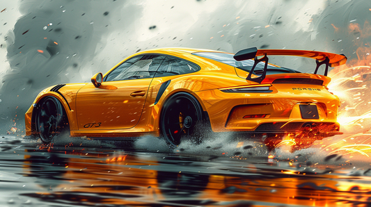 STREET ART - 911 GT3 YELLOW RAIN