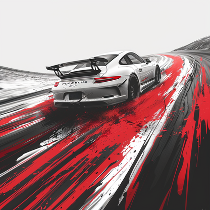 PORSCHE 997 RED POWER MANGA STYLE
