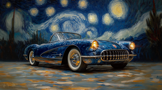 VAN GOGH - CORVETTE C1 1957 IN A STARRY NIGHT
