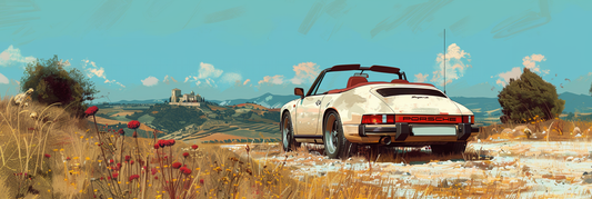 PANORAMIC - 911 CABRIO IN A COUNTRY STREET