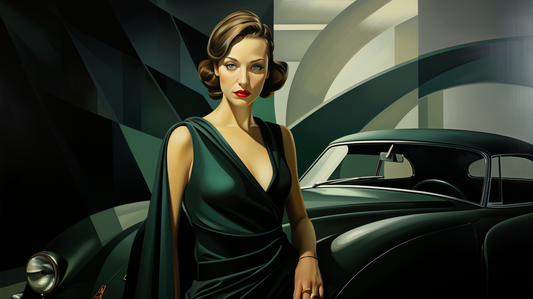 LEMPICKA - GREEN EYES AND GREEN CAR in LEMPICKA STYLE