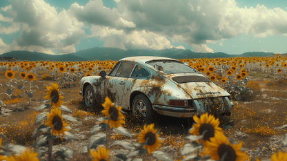 SURREAL - SUN WITH ALL AROUND SUNFLOWERS