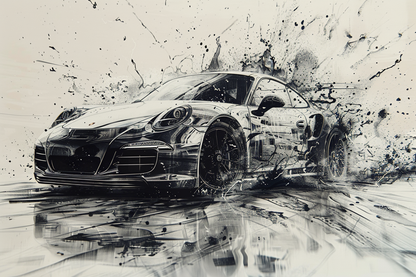 STREET ART - BLACK AND WHITE 911 STREET ART