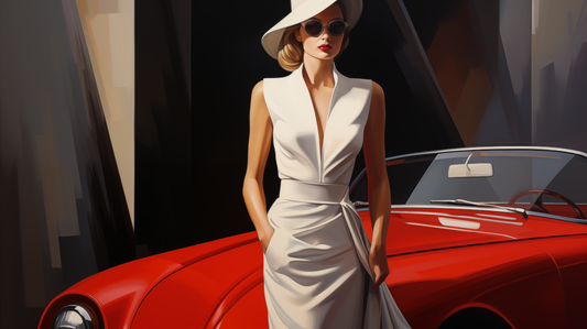 LEMPICKA - TAMARA AND A RED MGA 1600 SPIDER MKII