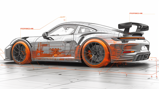 STREET ART - 911 GT3 GEOMETRICAL ORANGE POWER
