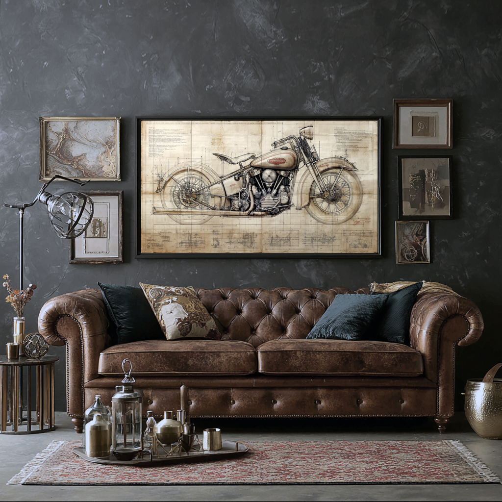 Harley-Davidson. Knucklehead Leonardo Study Drawings Nr. 2
