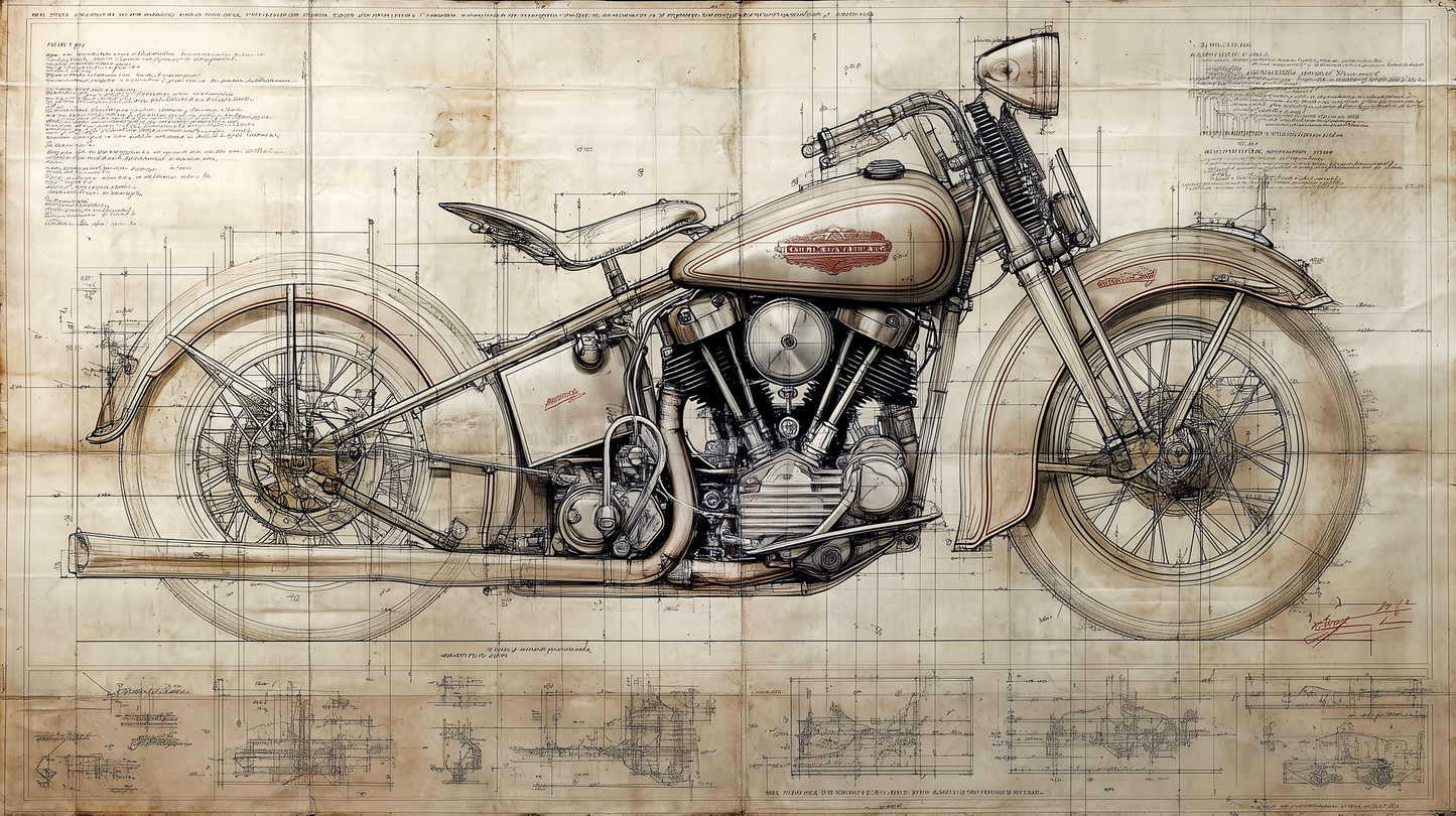 Harley-Davidson. Knucklehead Leonardo Study Drawings Nr. 2