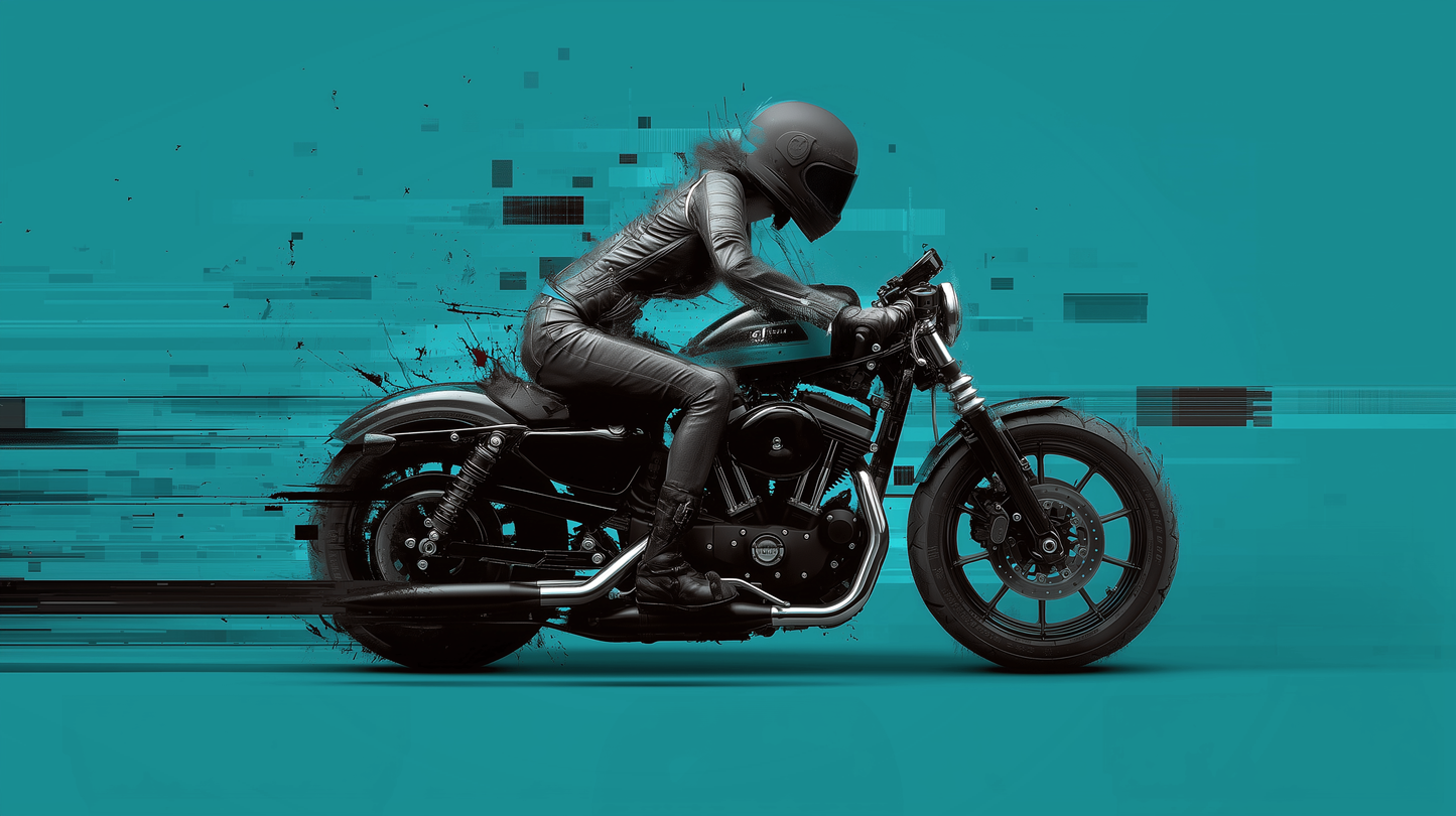 Harley 883 Black Leather Girl