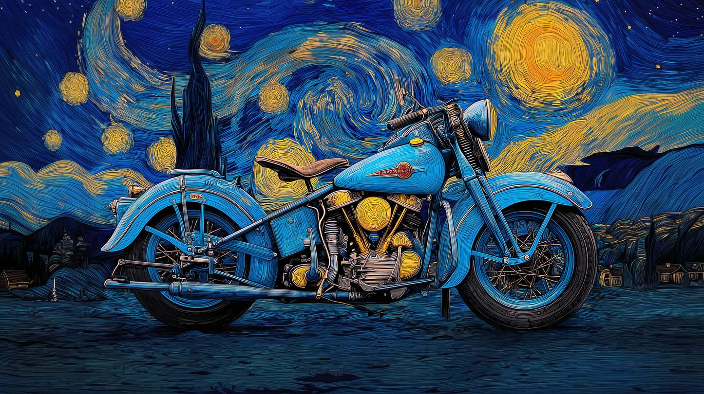 Harley Davidson in Starry Night (feat VAN GOGH)