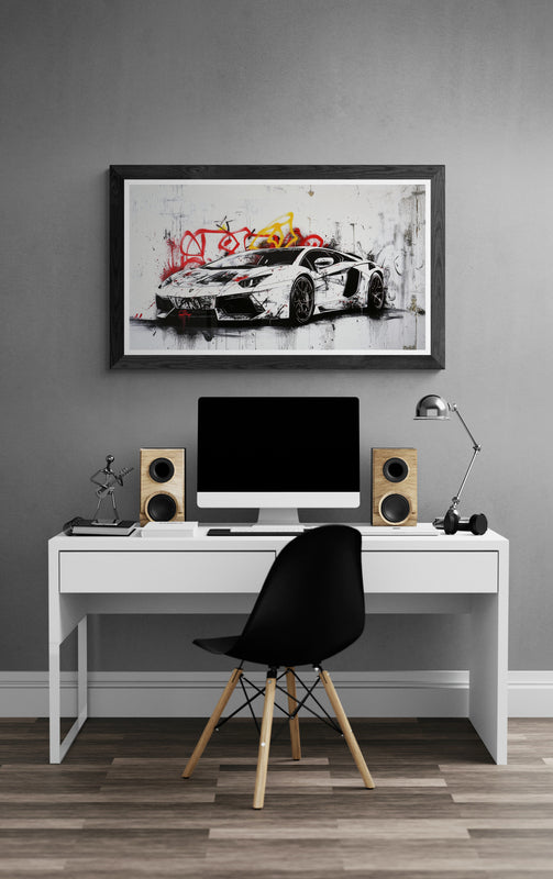 BANSKY - AVENTADOR IN BANSKY WALL STYLE