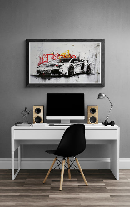 BANSKY - AVENTADOR IN BANSKY WALL STYLE