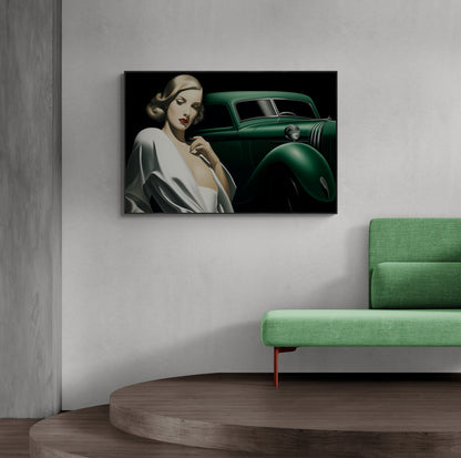 LEMPICKA - GREEN CAR AND WOMAN LEMPICKA