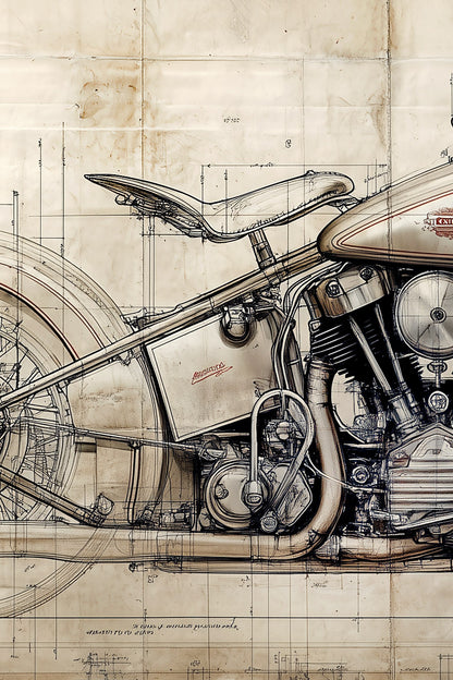 Harley-Davidson. Knucklehead Leonardo Study Drawings Nr. 2