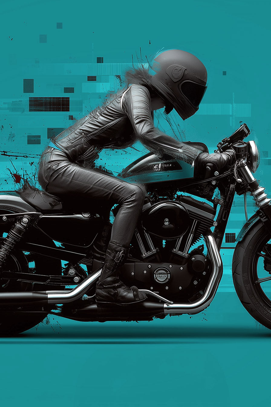 Harley 883 Black Leather Girl