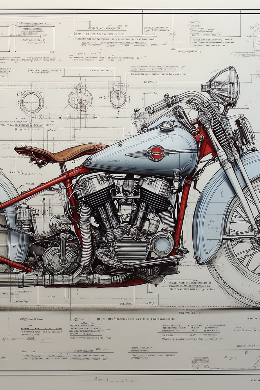 Harley-Davidson Technical Drawing