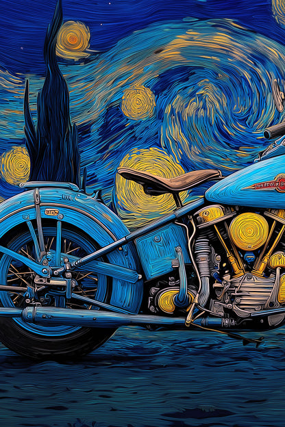 Harley Davidson in Starry Night (feat VAN GOGH)