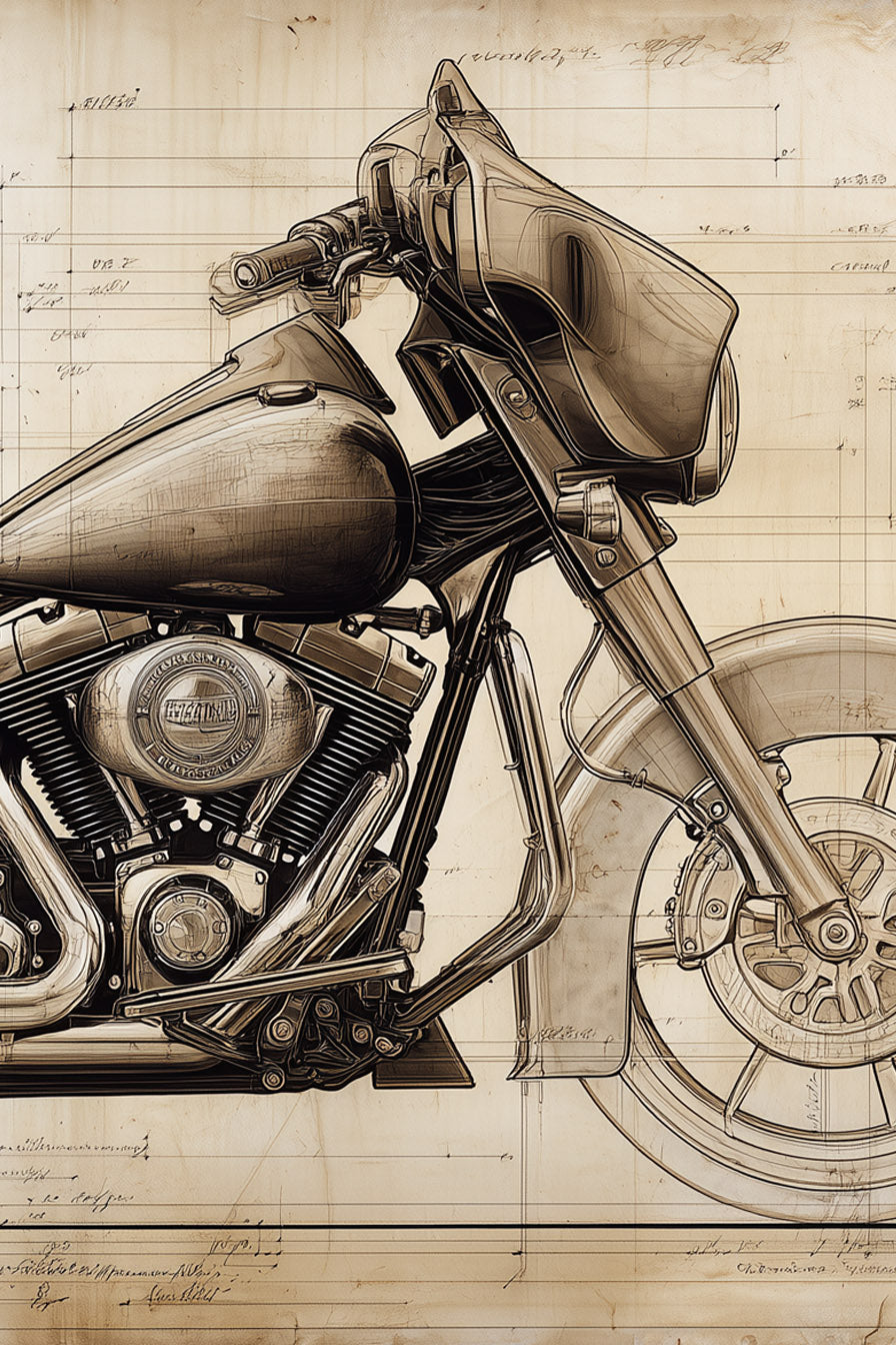 Harley-Davidson Street Glide Leonardo Study Drawings
