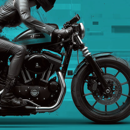 Harley 883 Black Leather Girl