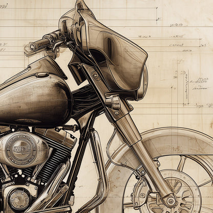 Harley-Davidson Street Glide Leonardo Study Drawings