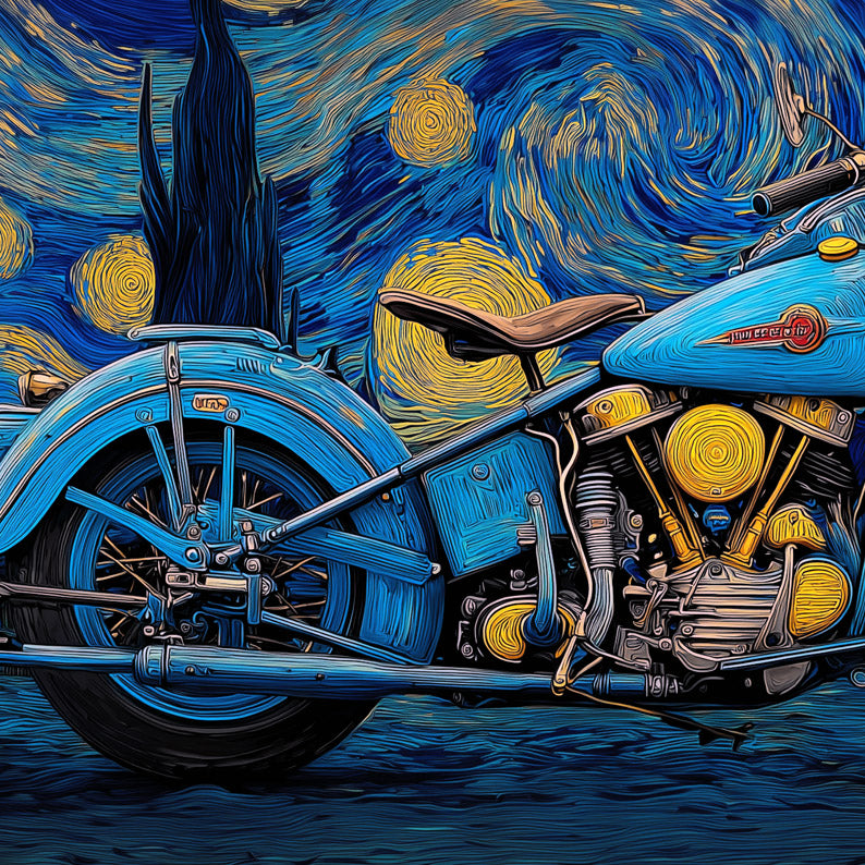 Harley Davidson in Starry Night (feat VAN GOGH)