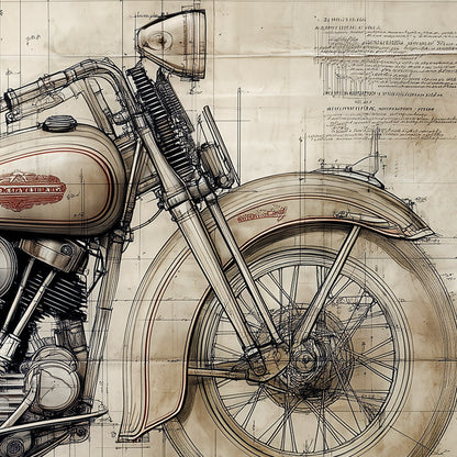 Harley-Davidson. Knucklehead Leonardo Study Drawings Nr. 2