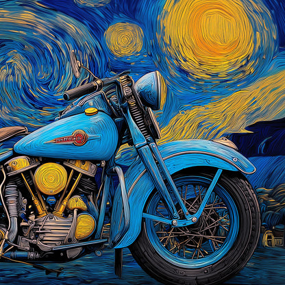 Harley Davidson in Starry Night (feat VAN GOGH)