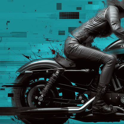 Harley 883 Black Leather Girl