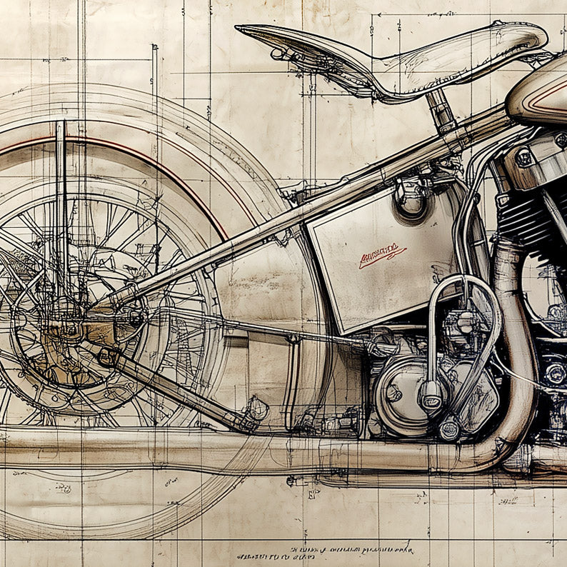 Harley-Davidson. Knucklehead Leonardo Study Drawings Nr. 2
