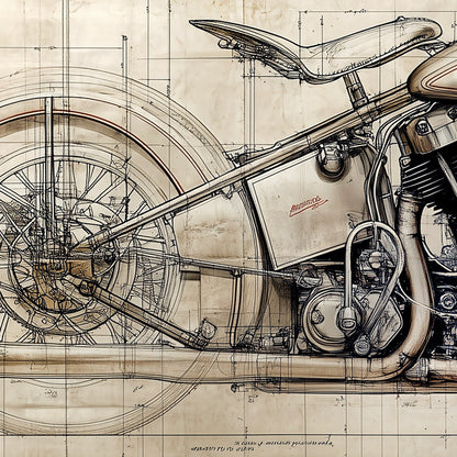 Harley-Davidson. Knucklehead Leonardo Study Drawings Nr. 2