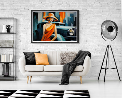 LEMPICKA - BLUE ROLLS AND ORANGE WOMAN